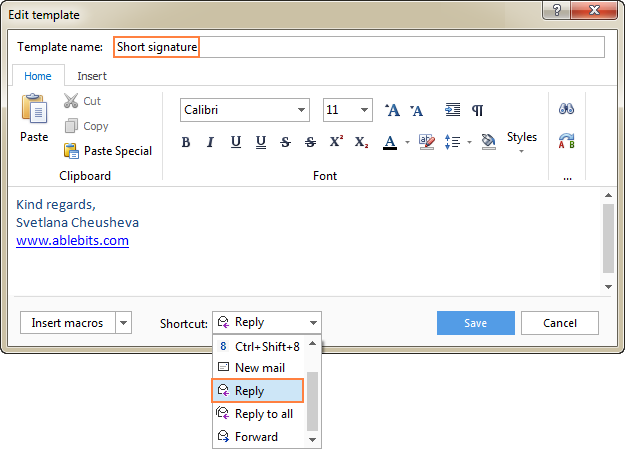 how to add facebook link to email signature in outlook